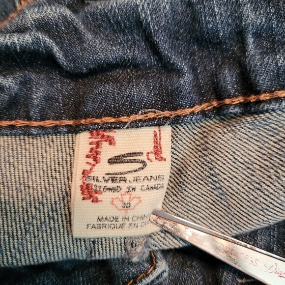 Silver Jeans Womens 30 Bootcut Low Rise Ripped Medium Dark Wash Stretch Denim - Picture 4 of 12